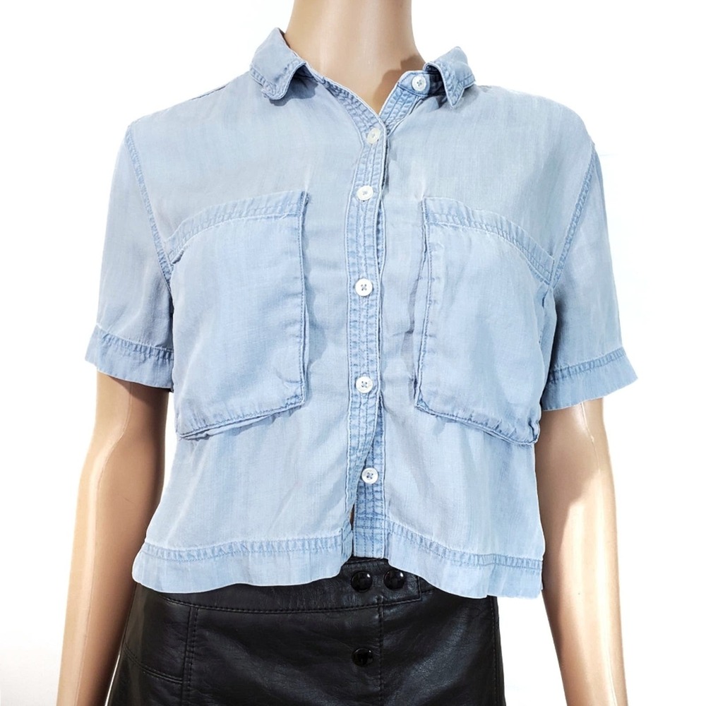 Forever 21 | Crop Chambray Short Sleeve Top